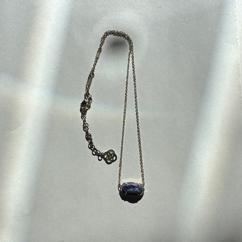 Kendra Scott Gold Elisa Necklace with Deep Blue Stone
